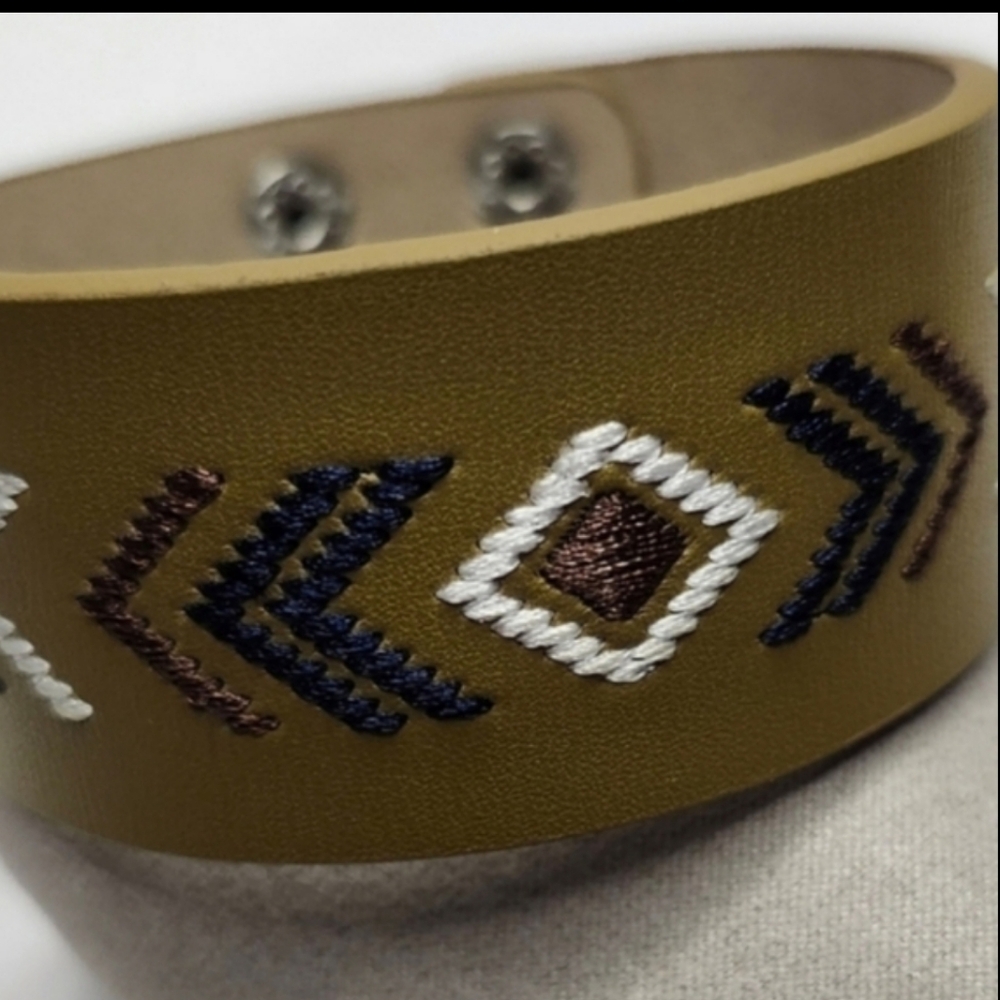 Tan Snap Closure Cuff Bracelet